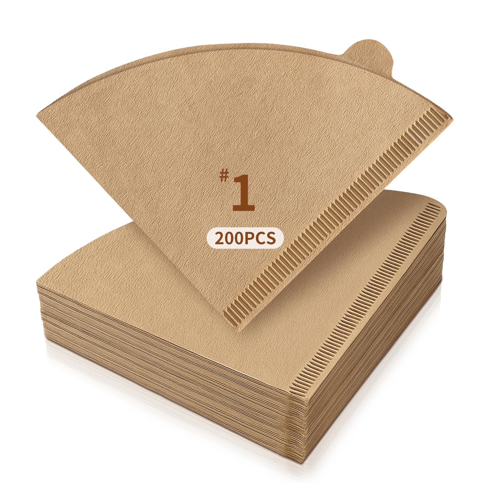 200 Count Unbleached Number 1 Cone Coffee Filters for Drip Brewers