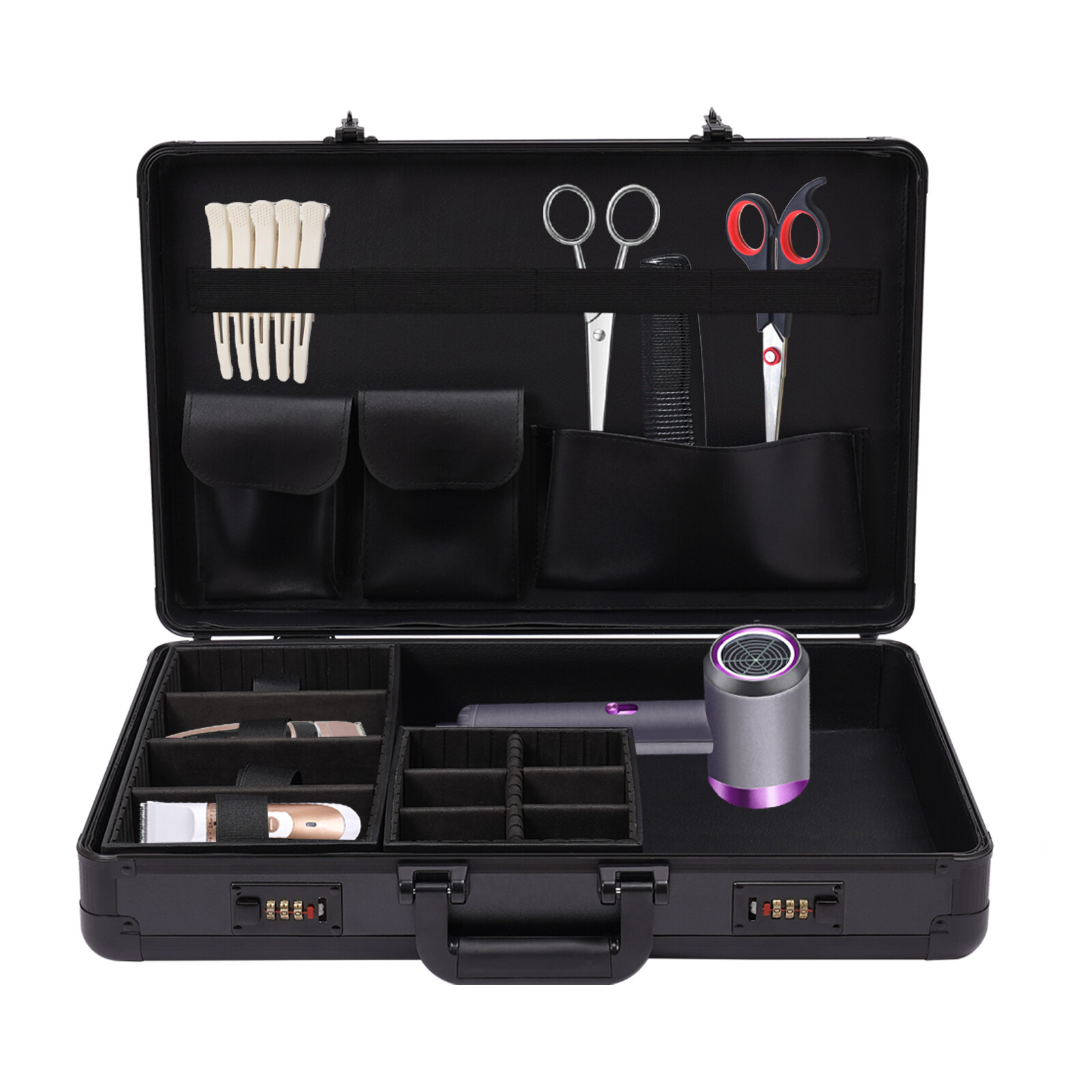 Professional Black Barber Suitcase with Digital Lock & Ample Storage