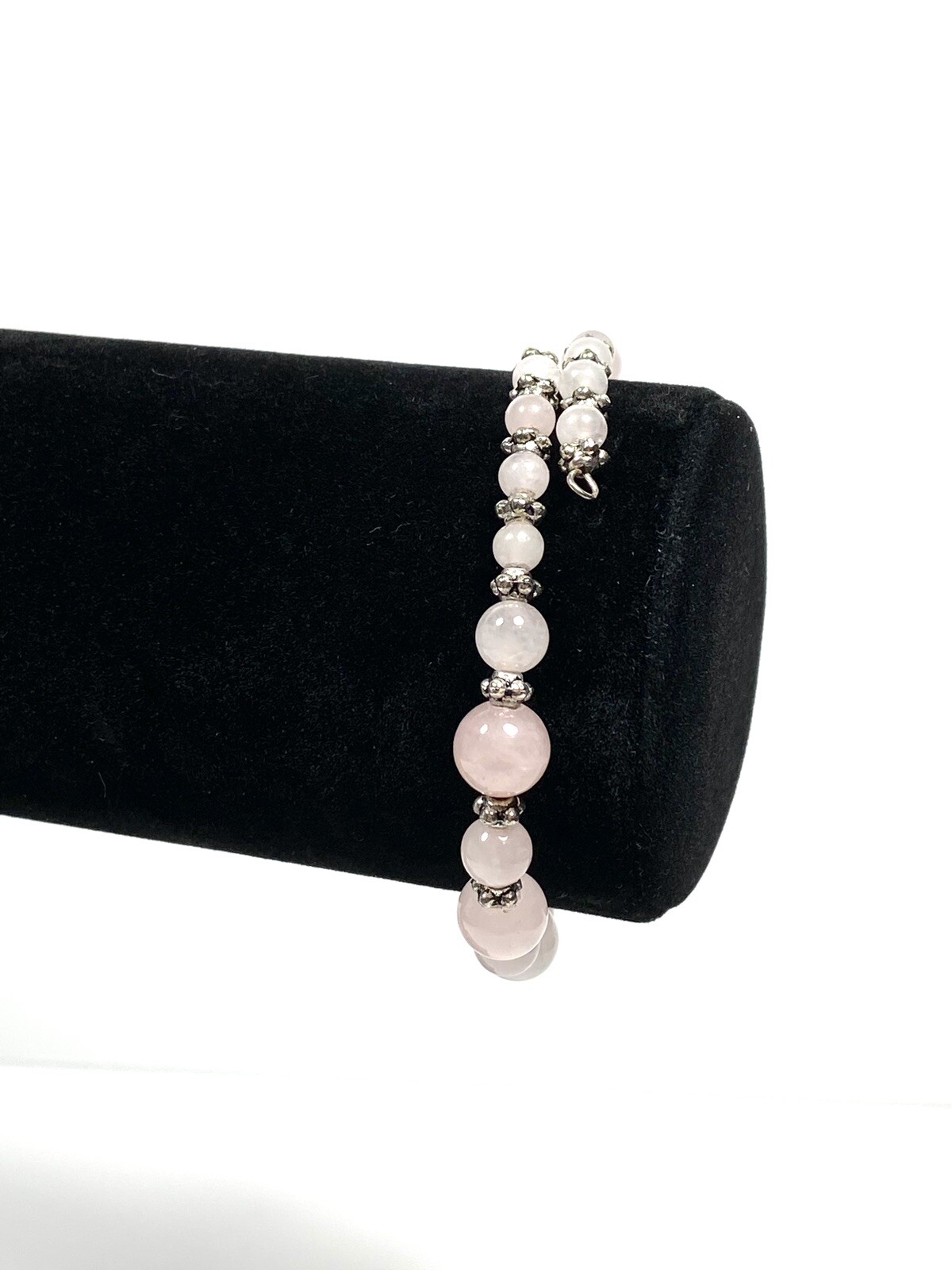 Rose Quartz Bracelet Beaded Memory Wire