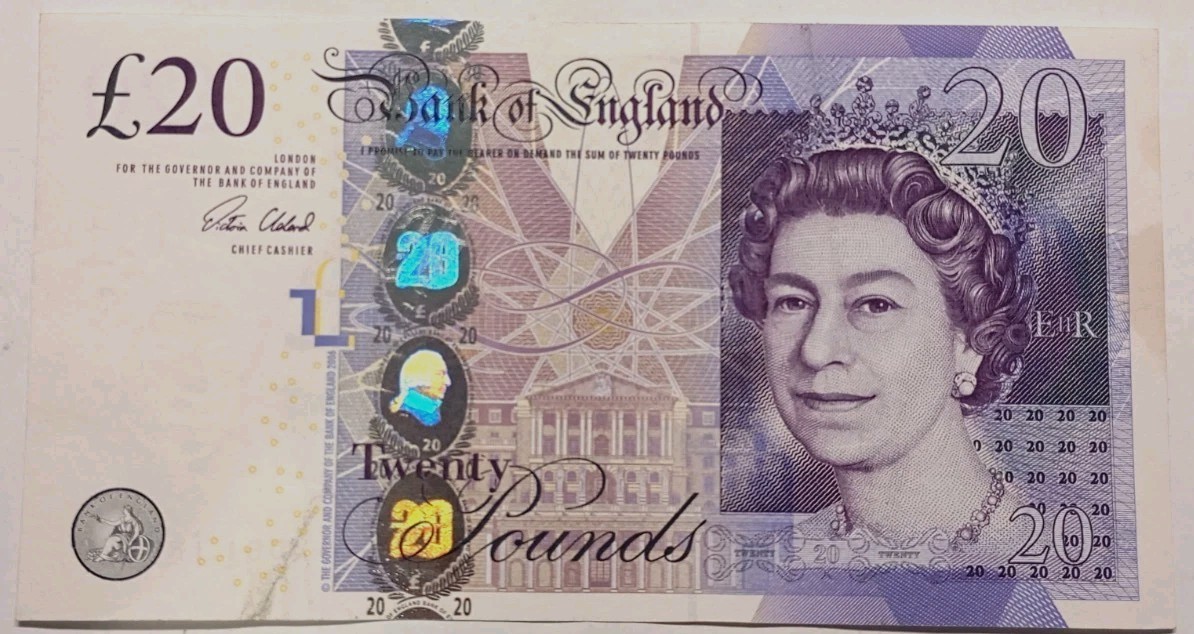 GREAT BRITAIN / ENGLAND / England 20 pounds 2018 Pick 392 Elizabeth II USED