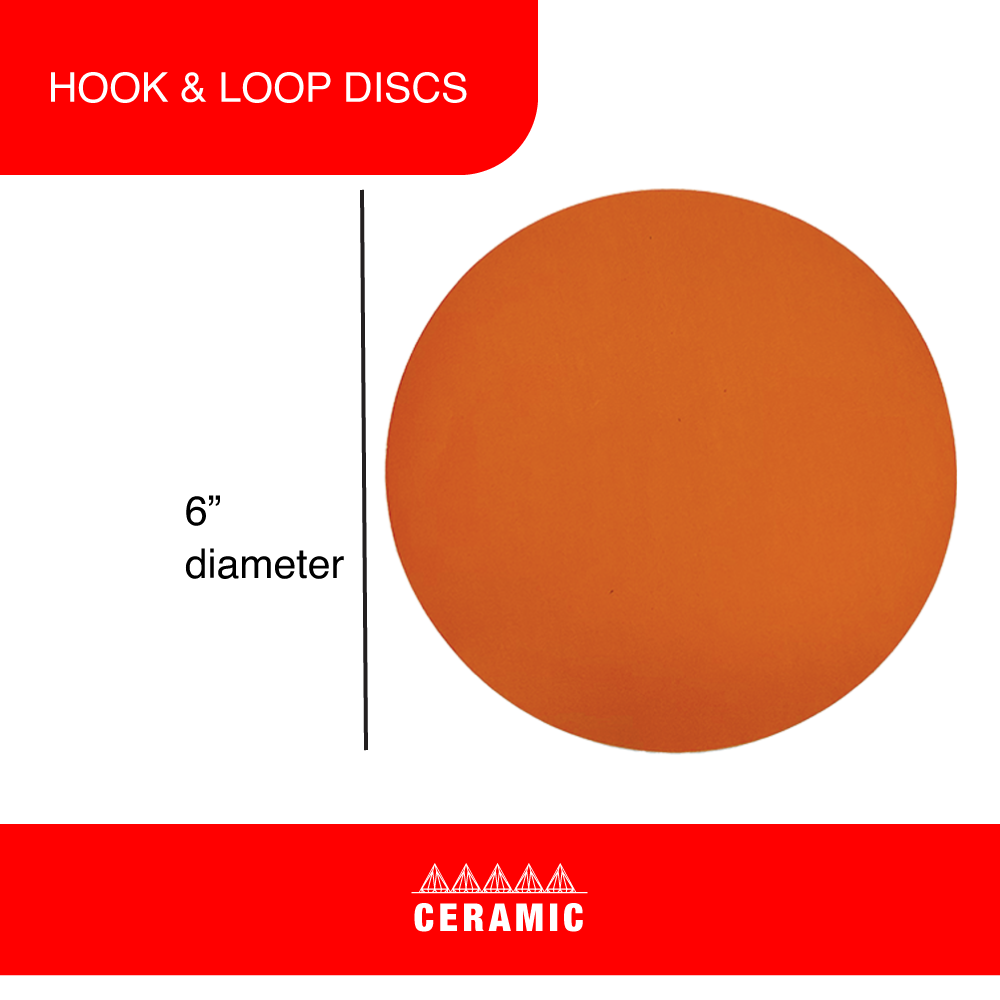 LAUCO Premium 6" Hook and Loop Ceramic Sanding Discs - 180 Grit (Box of 50)