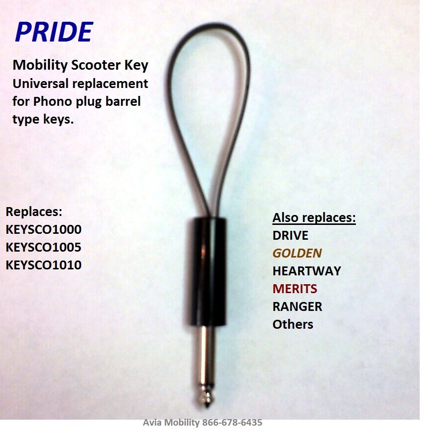 Mobility SCOOTER KEY w/ lanyard. Plunger. KEYSCO1000 Merits Pride GoGo eWheels