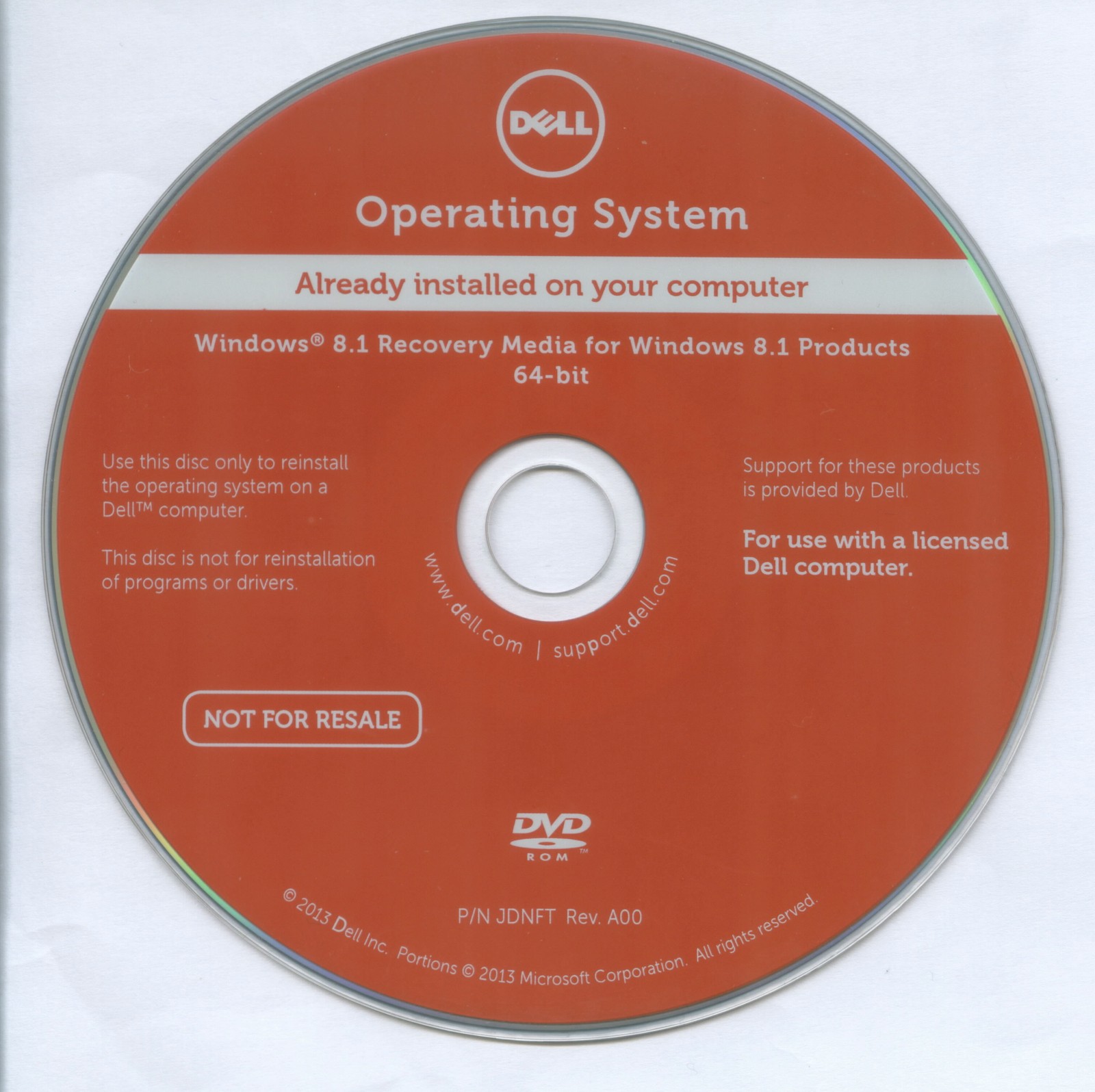 Dell Windows 8.1 64-Bit Operating System Recovery Reinstallation DVD-ROM (2013)