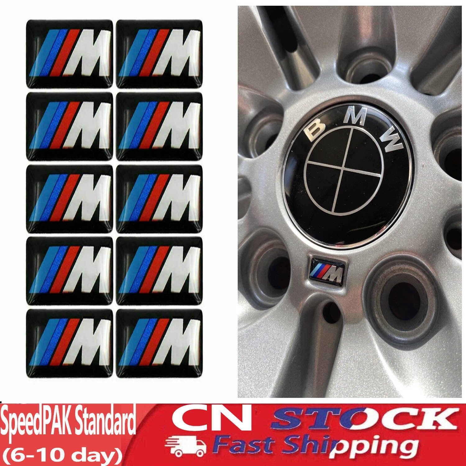 10 Pcs Set Fit For BMW M 3D Sticker Set Rims Wheels Badge Emblem 2023 New