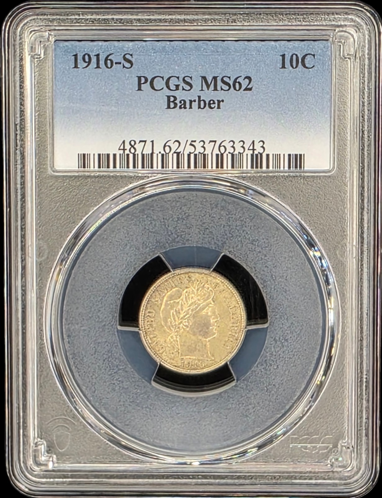 1916-S Barber Dime PCGS MS62