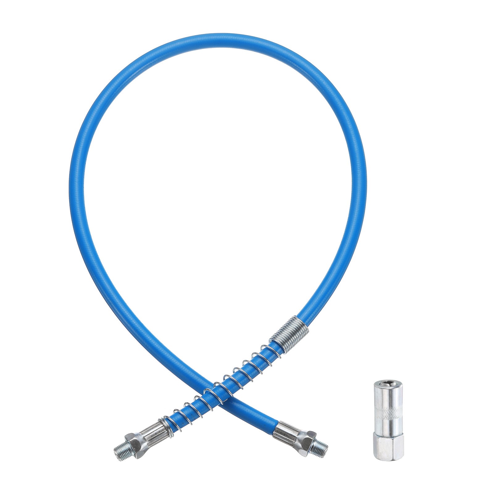 Grease Gun Hose Kit 23.8" 10000 PSI w Grease Gun Coupler 1/8 NPT Threads Blue