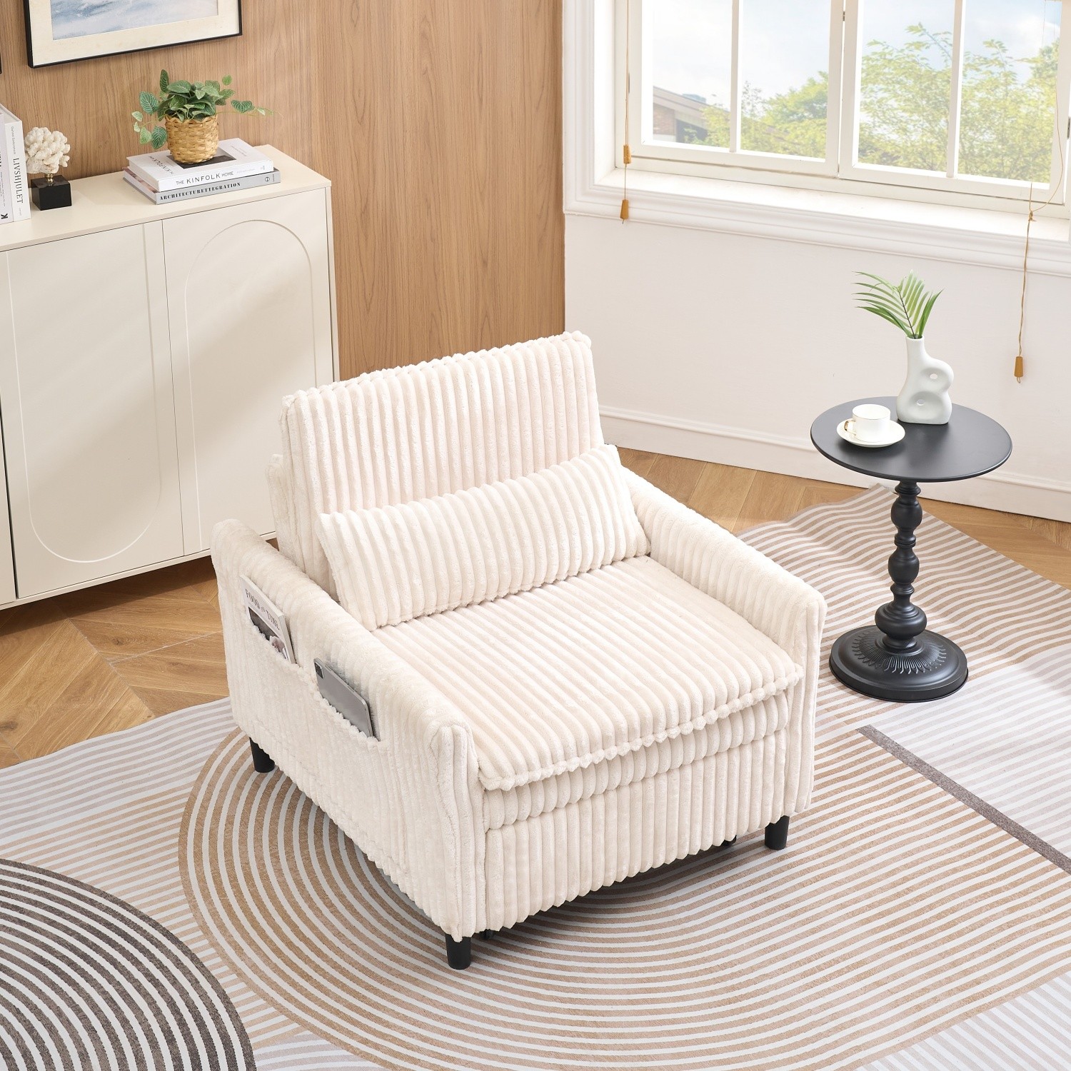Corduroy 3 in 1 Convertible Sofa Bed Folding Recliner Sleeper Sofa Chair