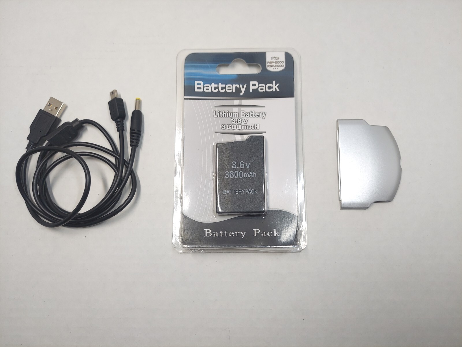 Sony PSP Revival Kit 3600mAh Battery, Charger & SILVER Batt Cover for 2000-3000
