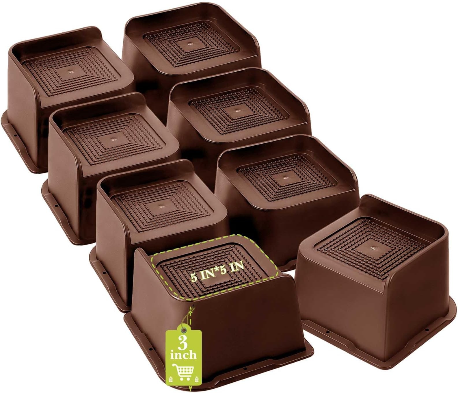 Bed Risers 2 inch, 3 inch, 4 inch, 6 inch, 8 inch Heavy Duty, Oversized Furni...
