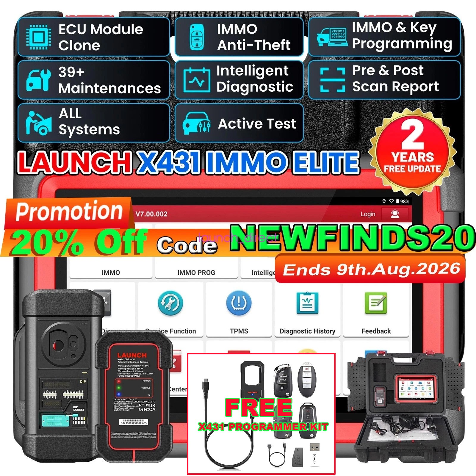 Launch X431 IMMO ELITE PLUS PRO 5 Key Programming Full System Diagnostic Scanner