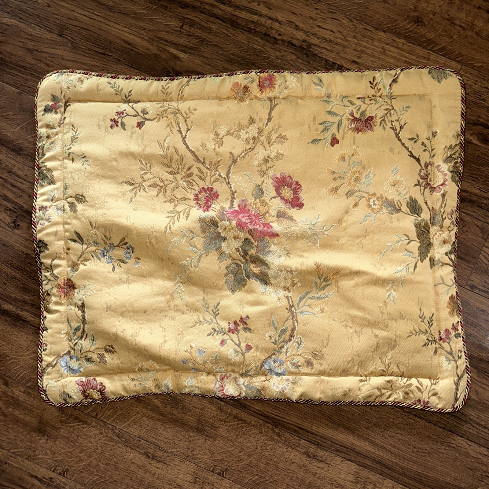 CROSCILL  Antique Gold Lux Cord Ribbon Trim Floral Standard Pillow Sham 21X27