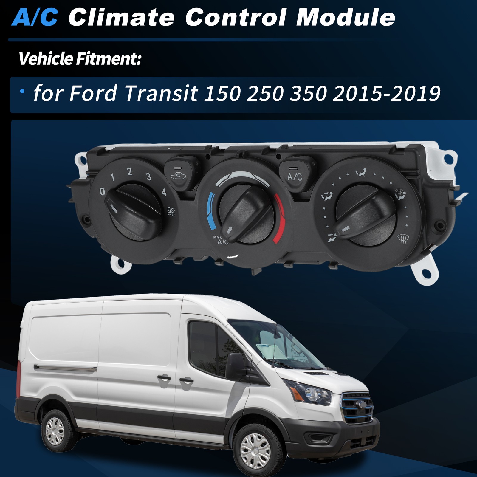 A/C Heater Climate Control Module Panel CK4Z-19980-A for Ford Transit 2015-2019