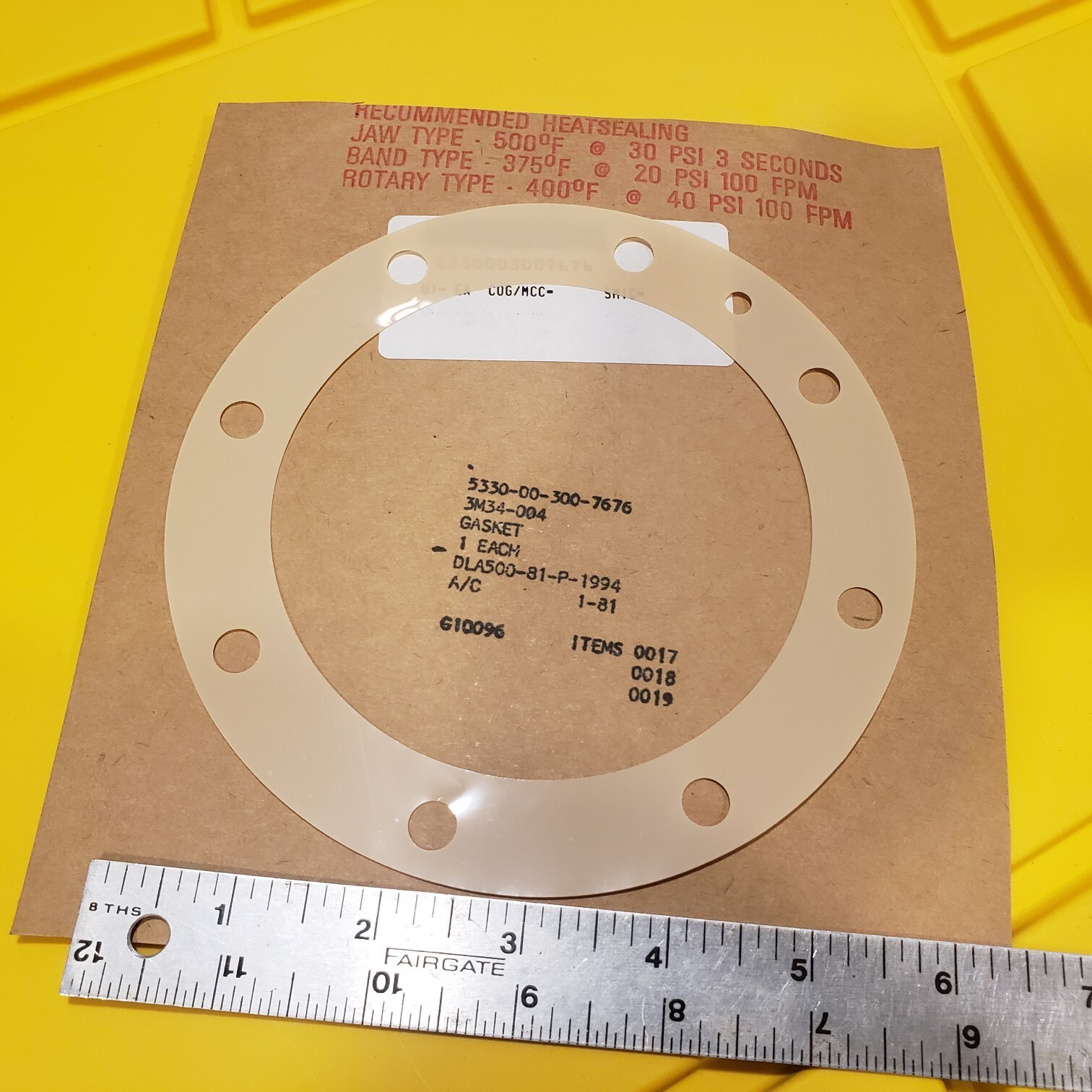 (5) TUTHILL GASKETS 3M34-004 5330-00-300-7676