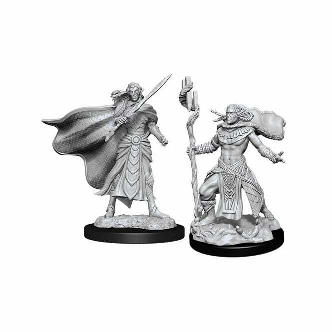 Magic the Gathering Unpainted Miniatures: Elf Fighter & Elf Cleric