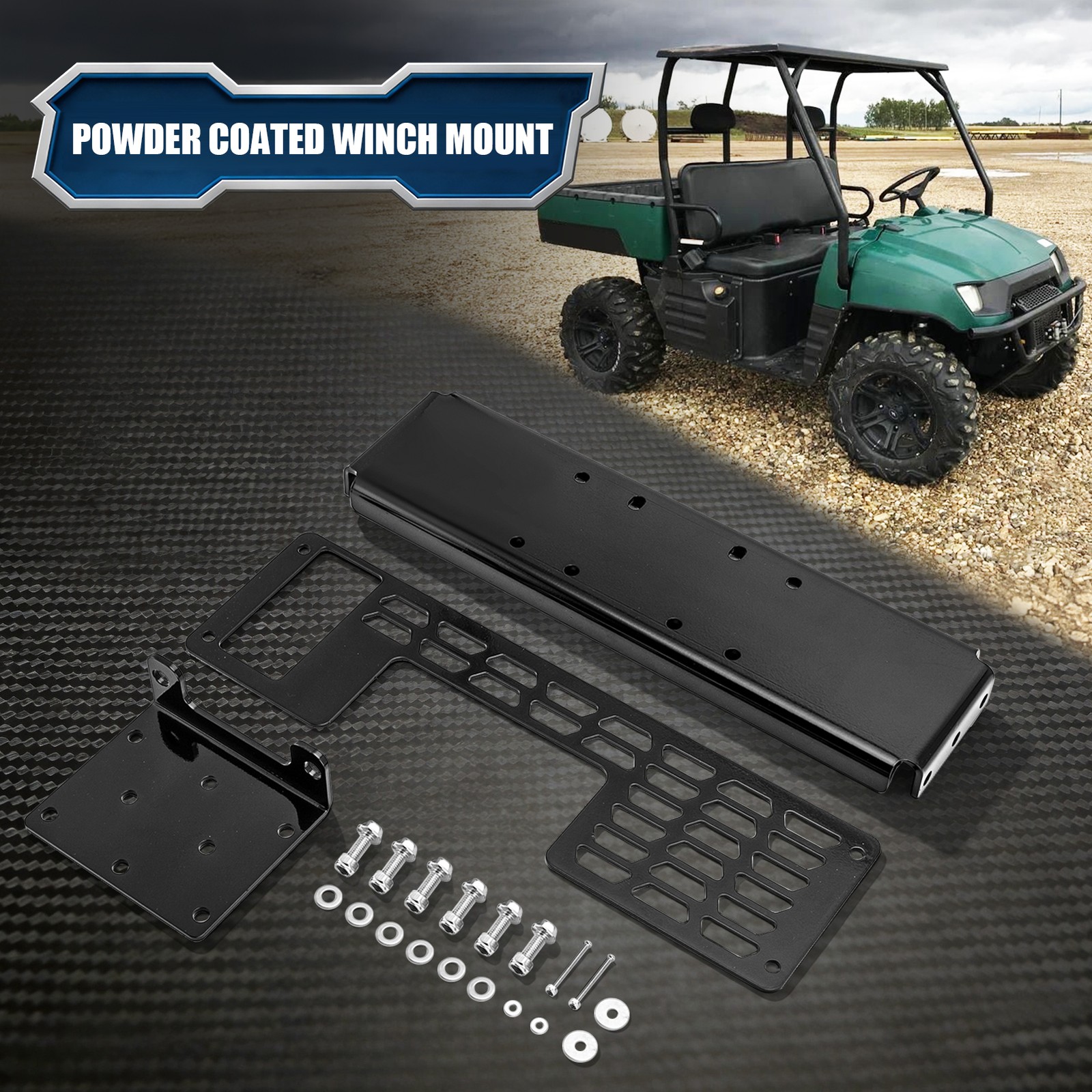 Black Powder Coated Winch Mounting Bracket Fit Polaris Ranger 700 /Crew 700