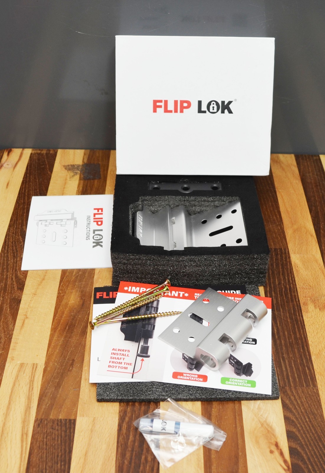 Flip Lok FlipLok High Security Inward Swing Door Lock, Silver - New Open Box