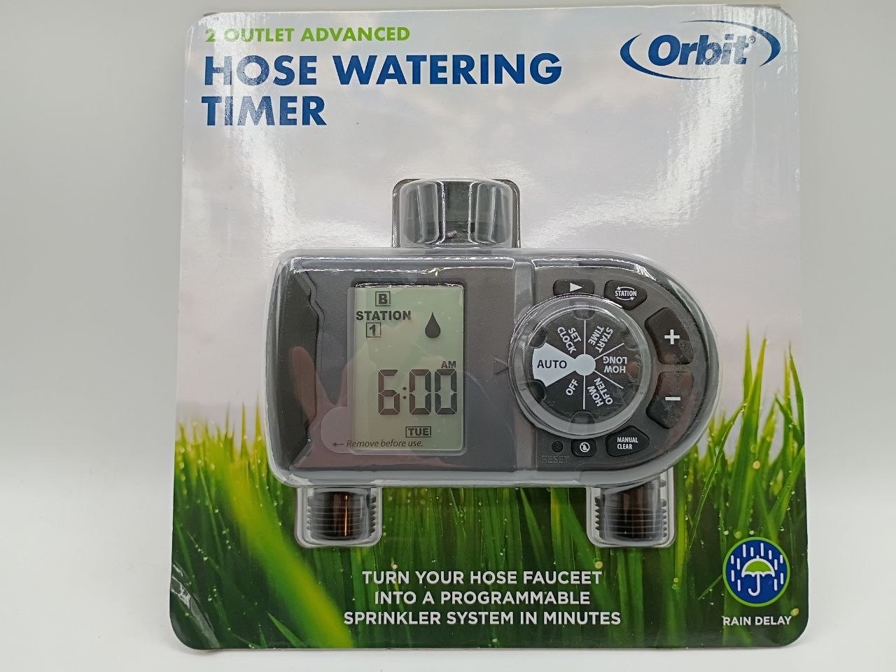 NEW SEALED! ORBIT 2-OUTLET PROGRAMMABLE HOSE SPRINKLER WATERING TIMER FAST SHIP!