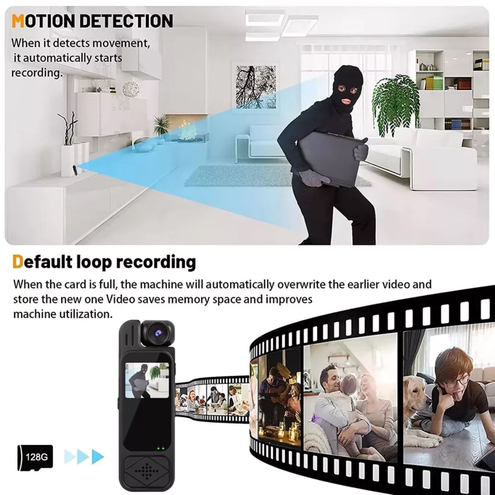1080P DVR IR Night Audio Video Recorder 180° Rotation Mini Body Sport Camera