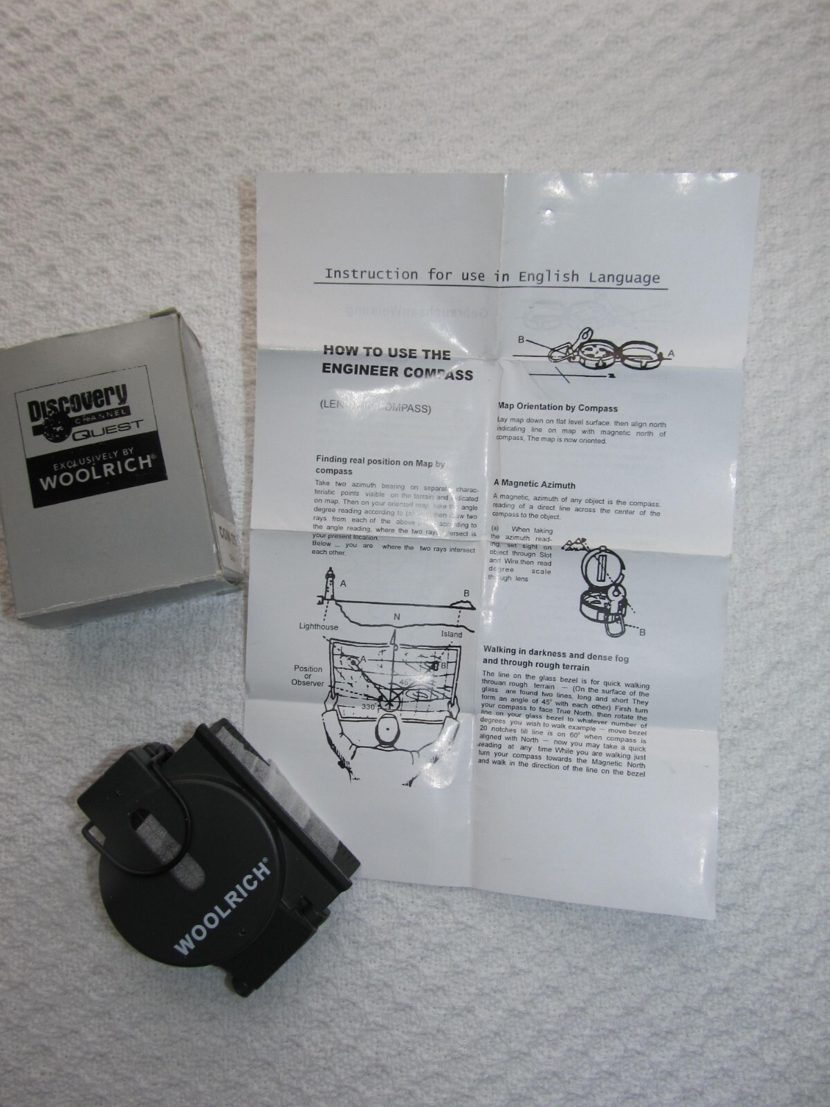 Discovery Channel Quest Exclusively by Woolrich Green Engineer Lensatic Compass