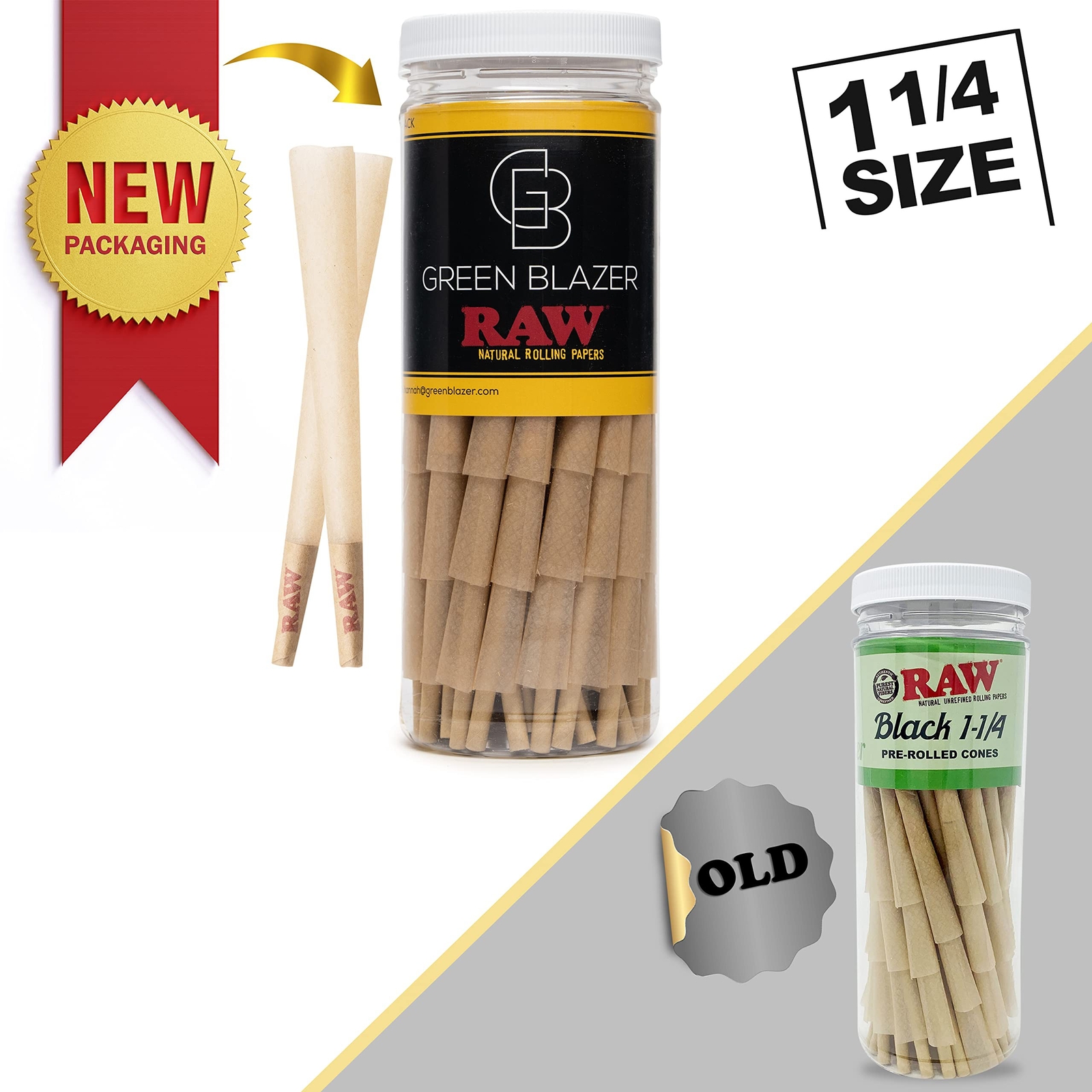 RAW Cones Black 1 1/4 Size: 50 Pack