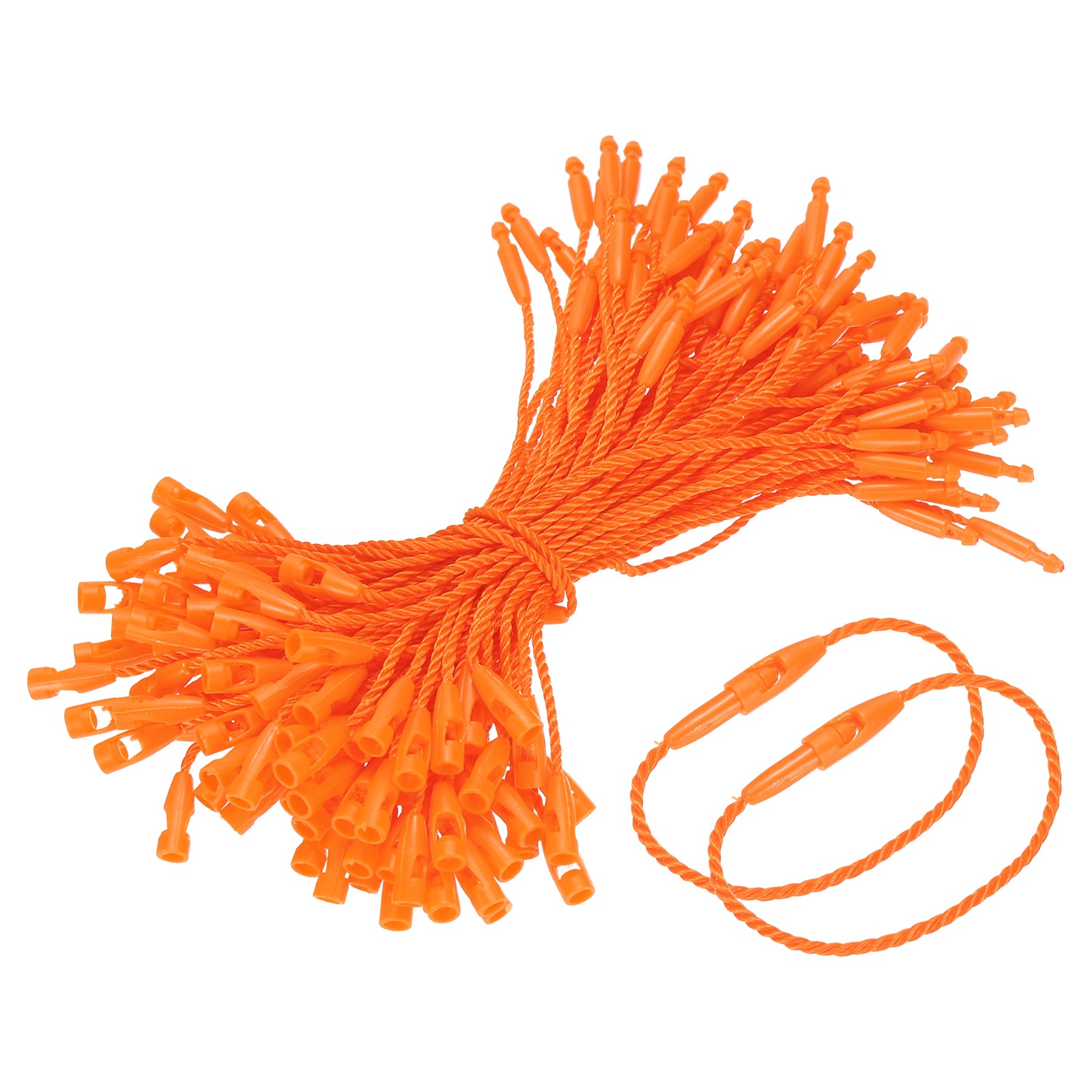 500 Pcs Polyester Hang Tag String 4" Snap Lock Pins Loop Fastener, Orange
