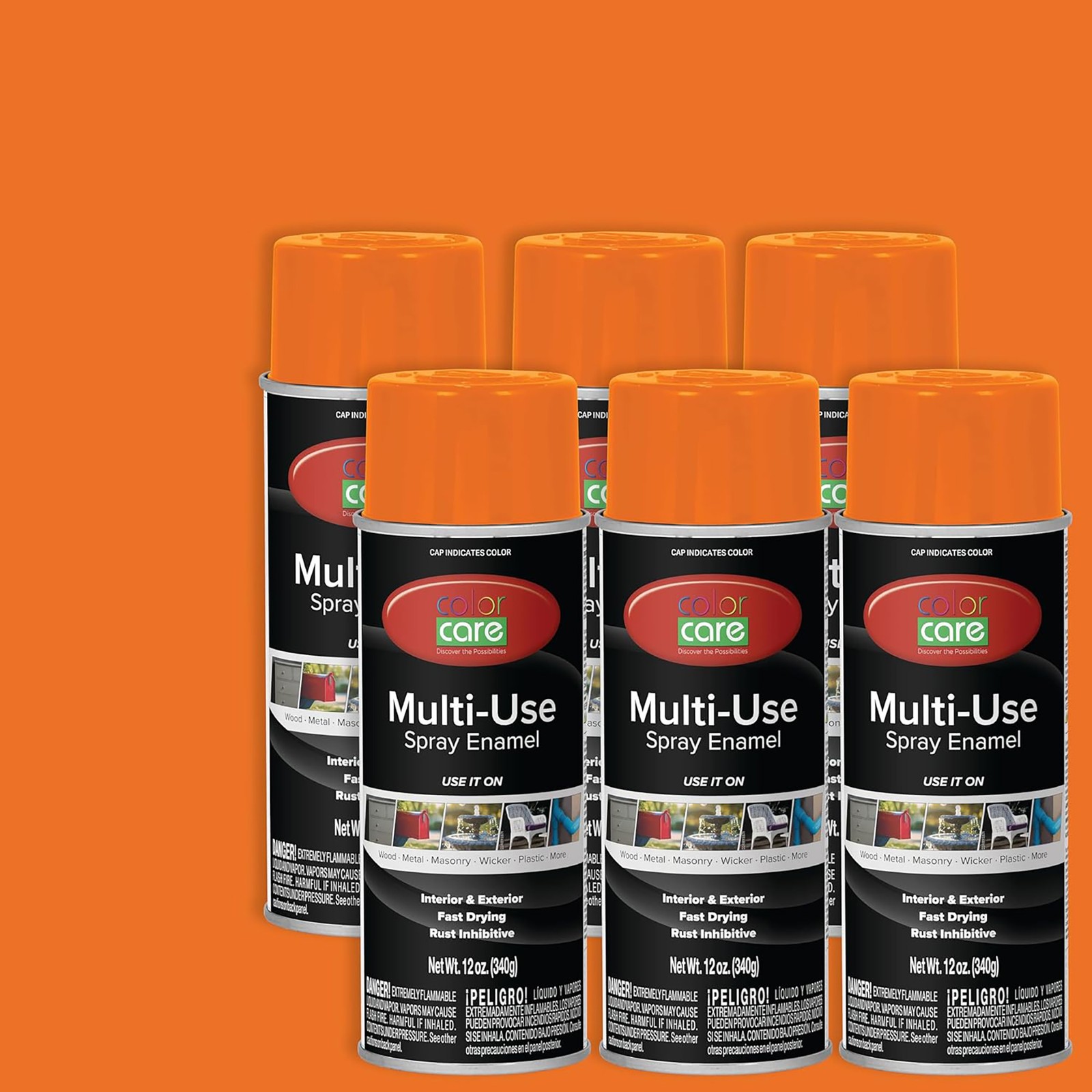 Color Care Spray Paint Orange 12 oz- 6 pack