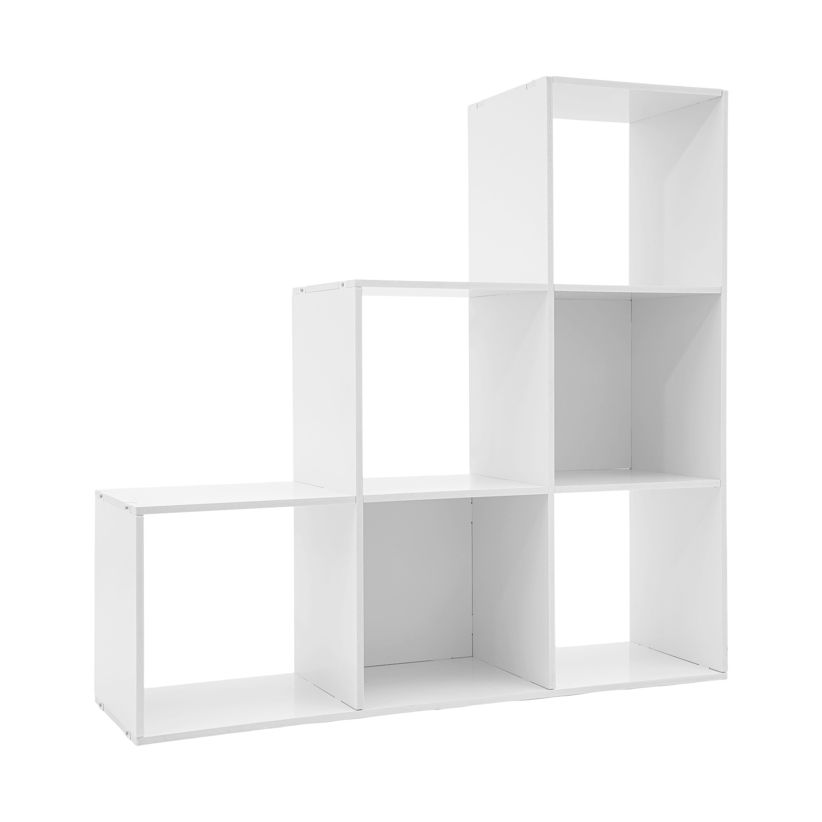 L-Shaped Storage Bookcase 6-cube Stepped Corner Shelf Book Rack for Home/Office