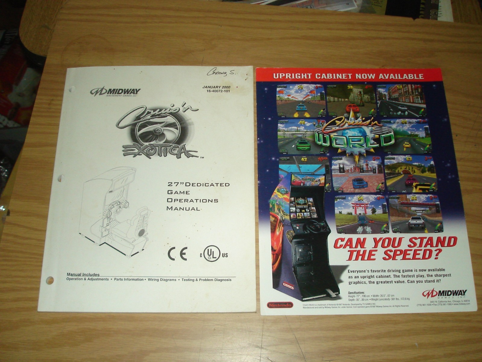 Cruis'n Exotica vintage 2000 manual + Cruis'n World & USA flyers Midway