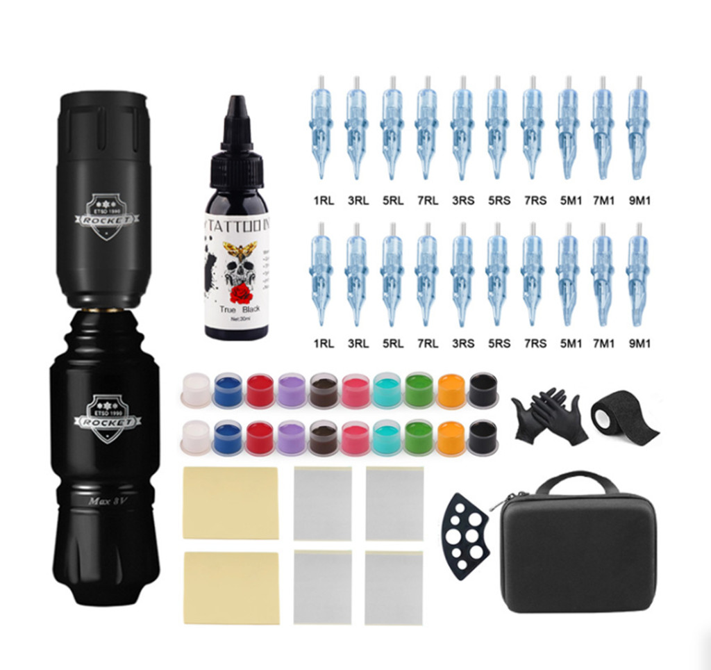 Rocket Tattoo Rotary Pen Machine Wireless Power Supply Cartridge Needles INKS