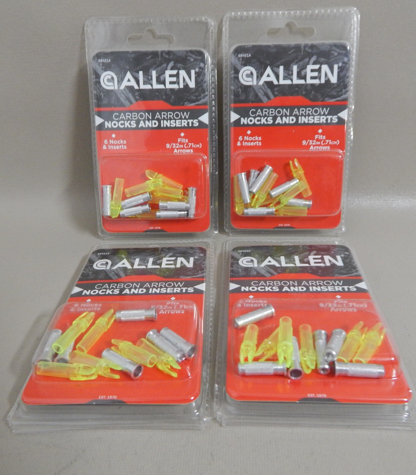 Lot of 4 New Packs Allen Carbon Arrow Nocks And Inserts 9/32"  6 per  (24 total)