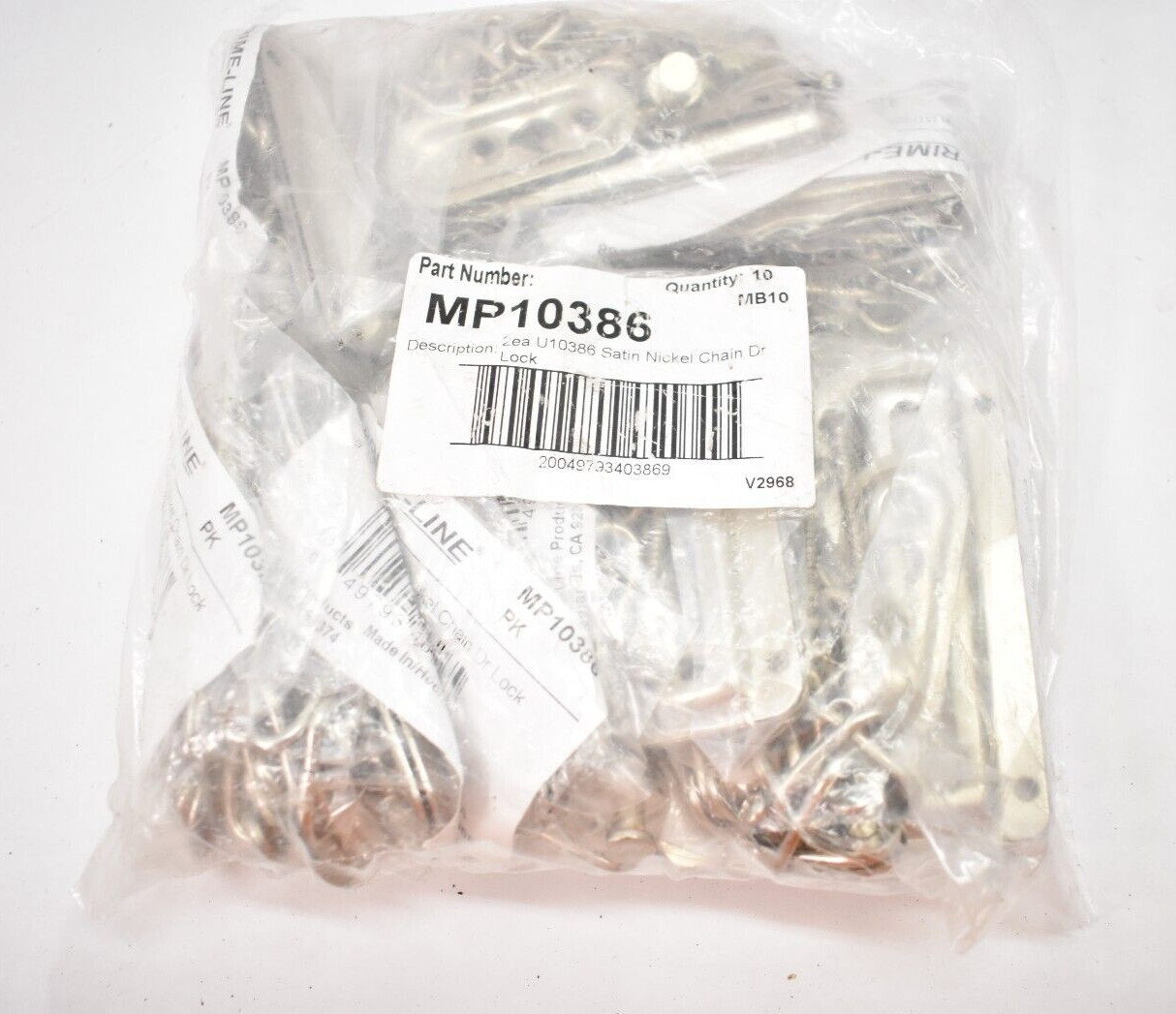 Lot of 10 Prime Line Satin Nickel Chain Door Locks MP10386 MB10 Series