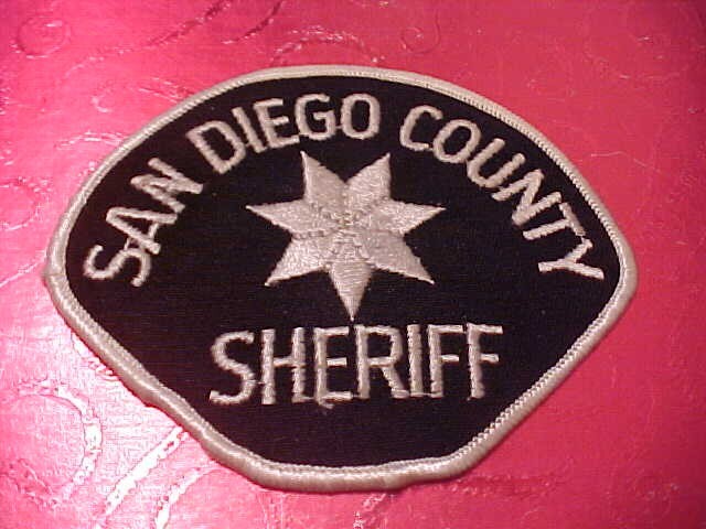 SAN DIEGO COUNTY CALIFORNIA POLICE PATCH SHOULDER SIZE UNUSED BLACK
