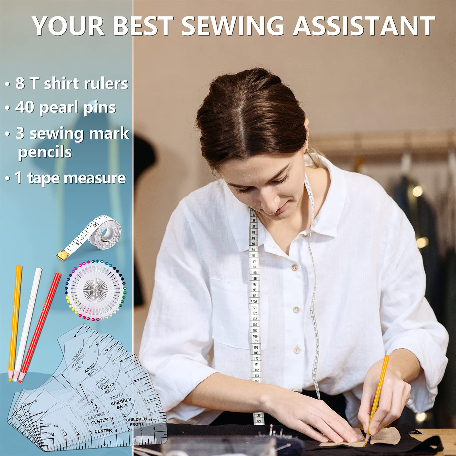 Tshirt Ruler Guide for Vinyl Alignment- 13Pcs Alignment Tool to Center Designs,