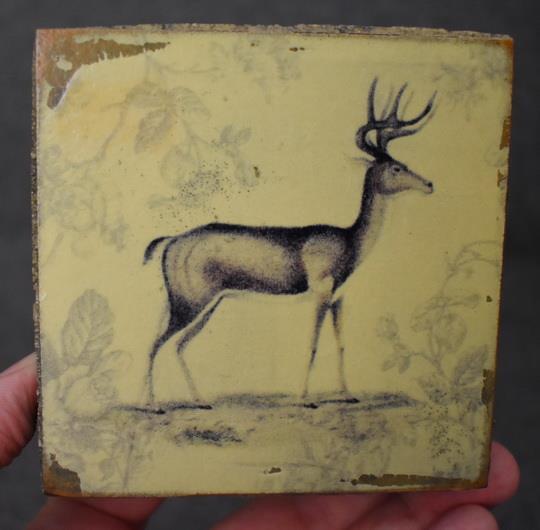 CHARMING VINTAGE CEDAR MOUNTAIN HAND MADE MINIATURE DECORATIVE WOOD BLOCK: STAG