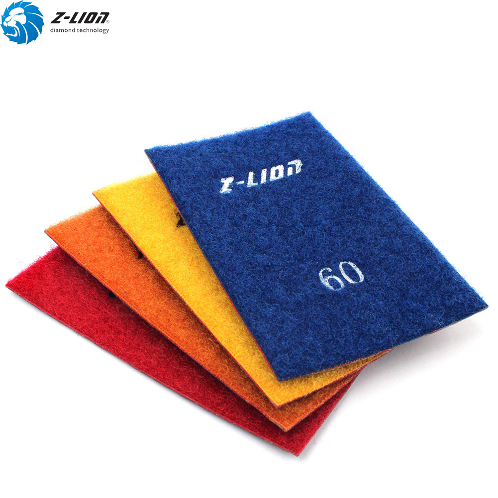 4Pcs Electroplated Diamond Hand Polishing Pad Hook&Loop Backed Sandpaper 90*55mm