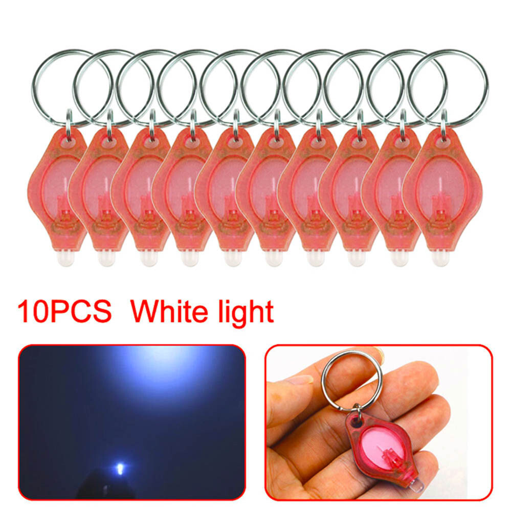 10/20Pcs LED Mini Keychain Flashlight Key Ring Light Bright Torch Outdoor Hiking