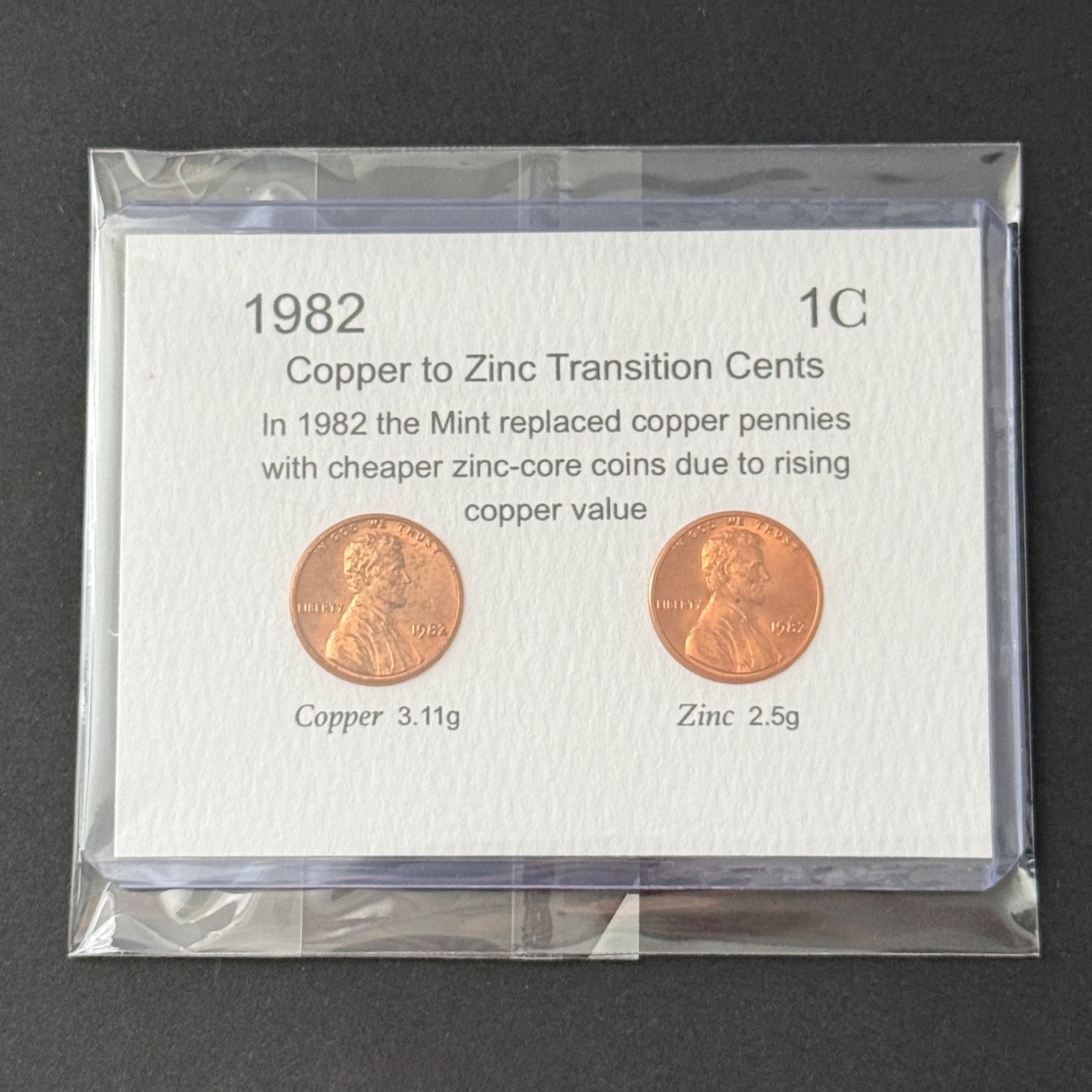 1982 Copper & Zinc Transition Cent Set • 1 Copper • 1 Zinc • 1 Year • 1982