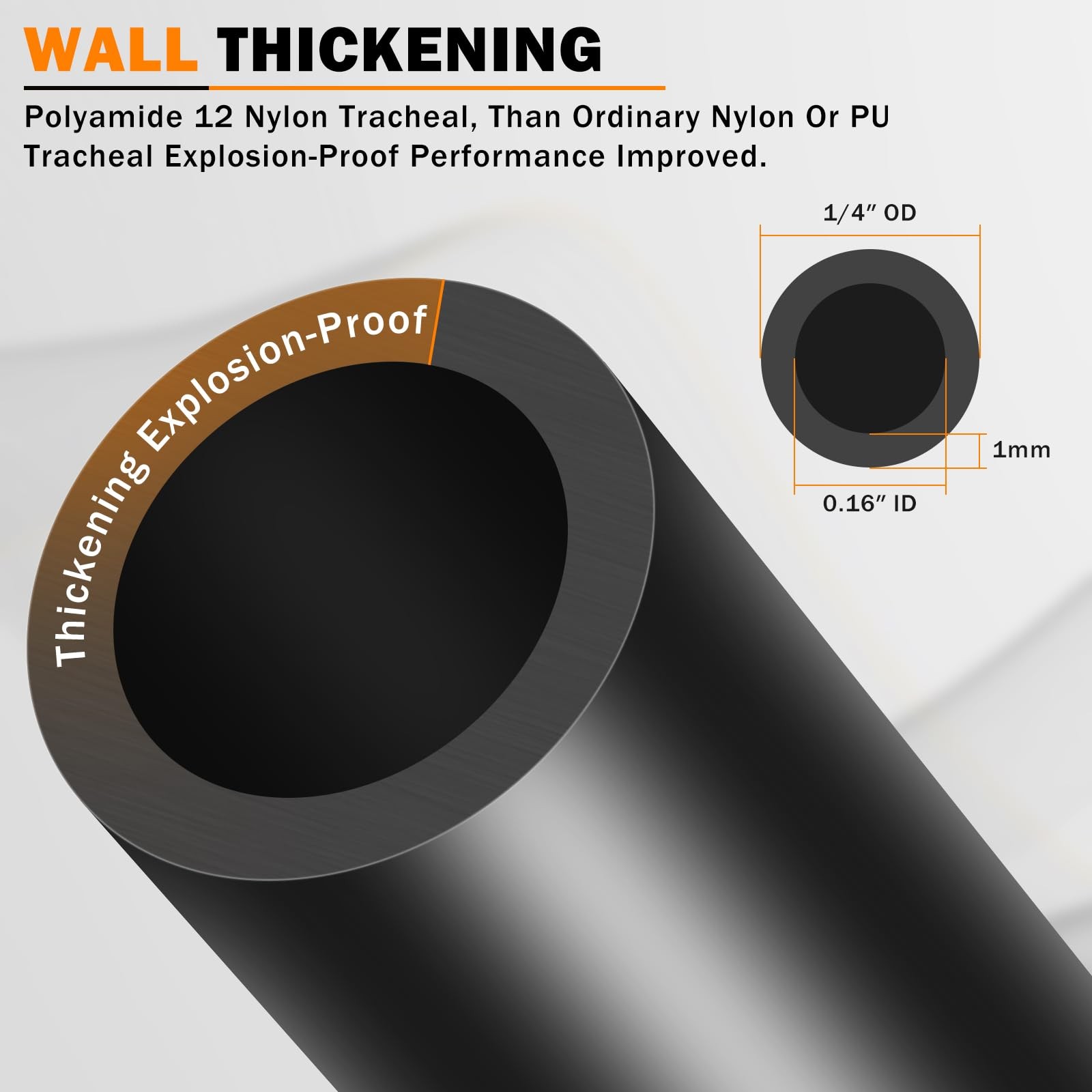 CheeMuii 100 FT 1/4 DOT Air Line 1/4" PA12 Nylon 1/4"OD-100FT, Black