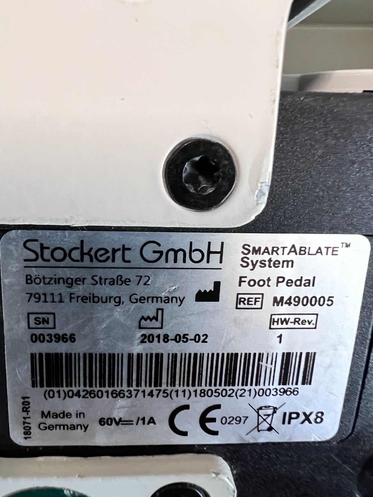 SMARTABLATE SYSTEM FOOT PEDAL REF# M490005