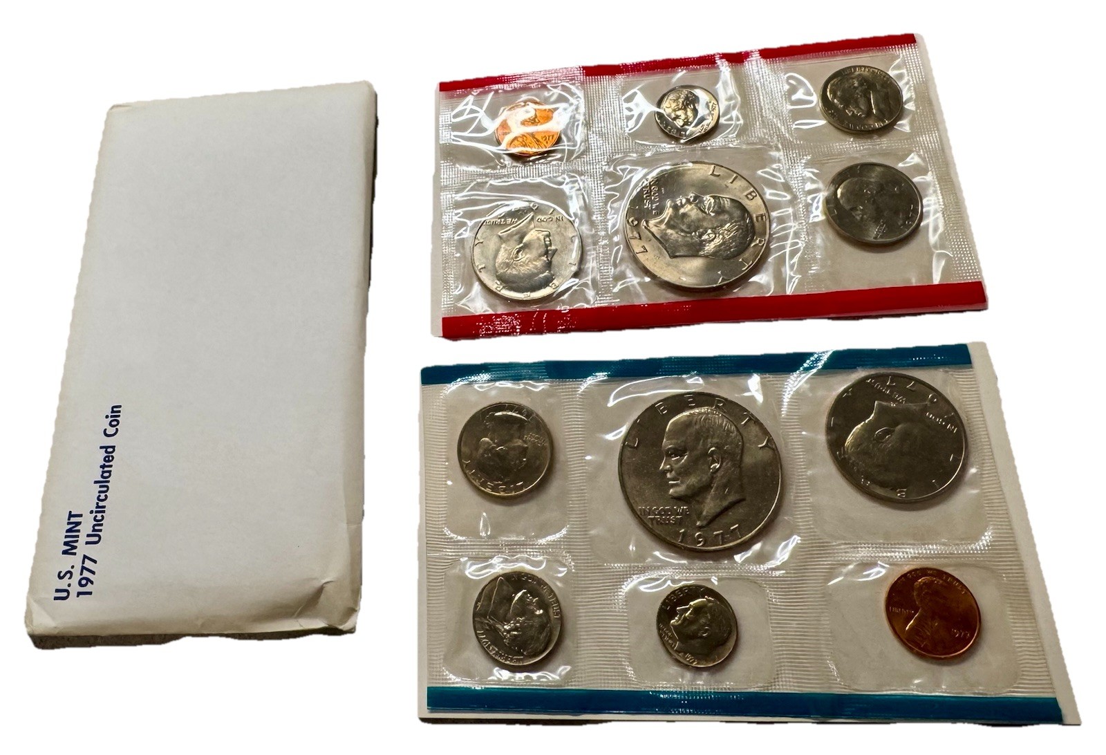 US Mint 1977 Uncirculated 12 Coin Set Eisenhower Dollar Denver Philadelphia OGP