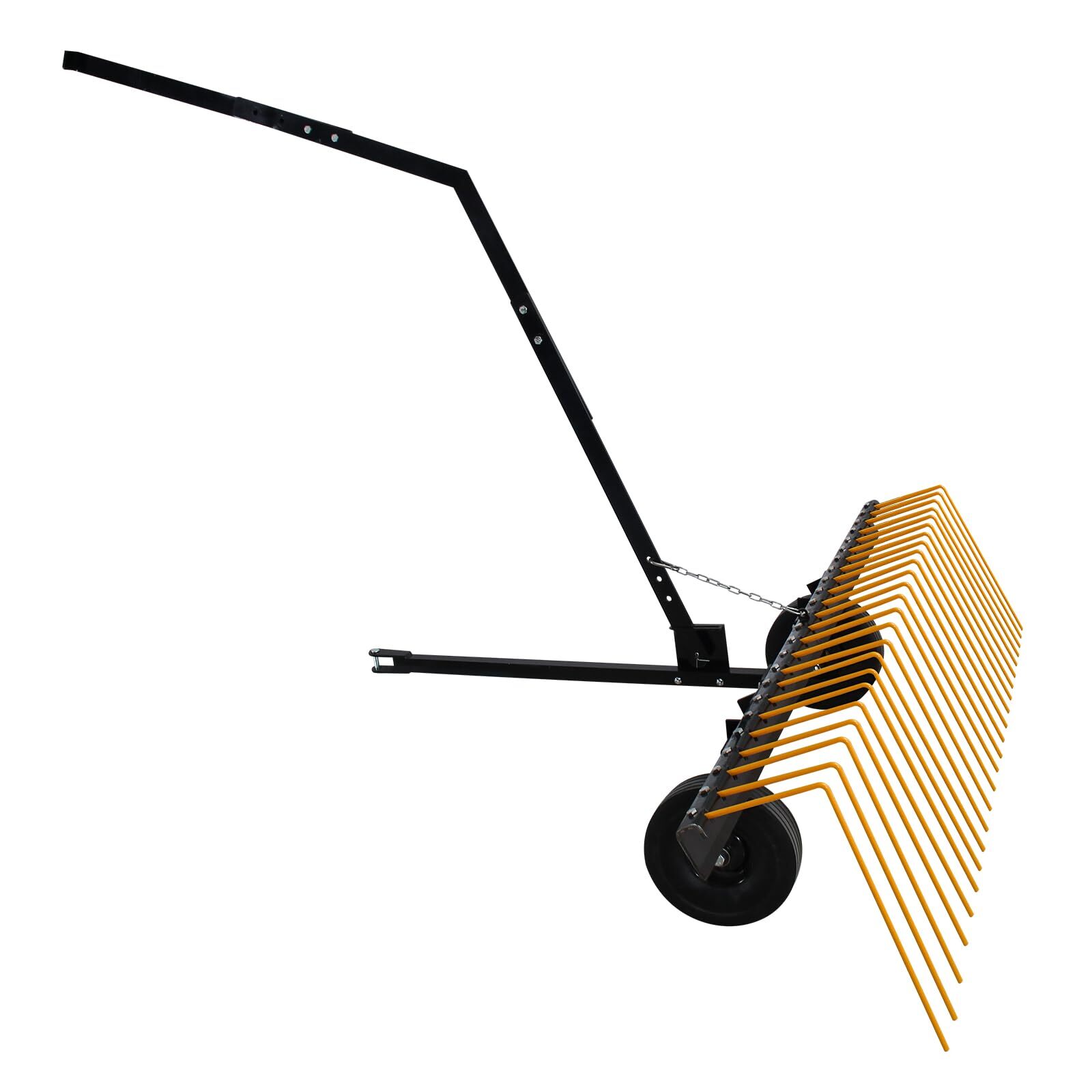 60" Tow Behind Dethatcher Pine Straw Rake Lawn Dethatcher Rake w/ 24 Steel Tines