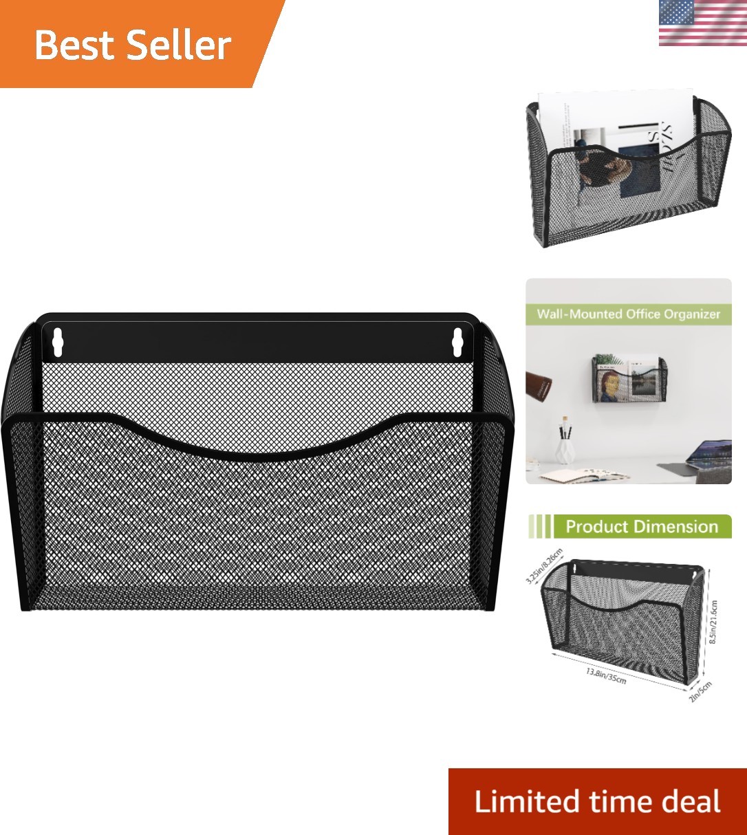 Wall File Organizer, Metal Mesh Hanging File Folder Holder for Letter/A4 Size...
