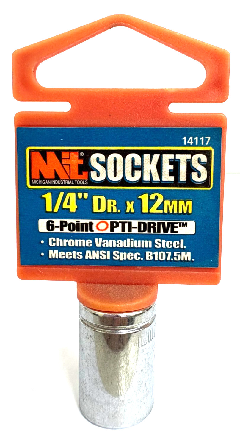 12MM X 1/4 DRIVE 6 POINT STANDARD SHALLOW SOCKET CHROME VANADIUM STEEL MIT 14117