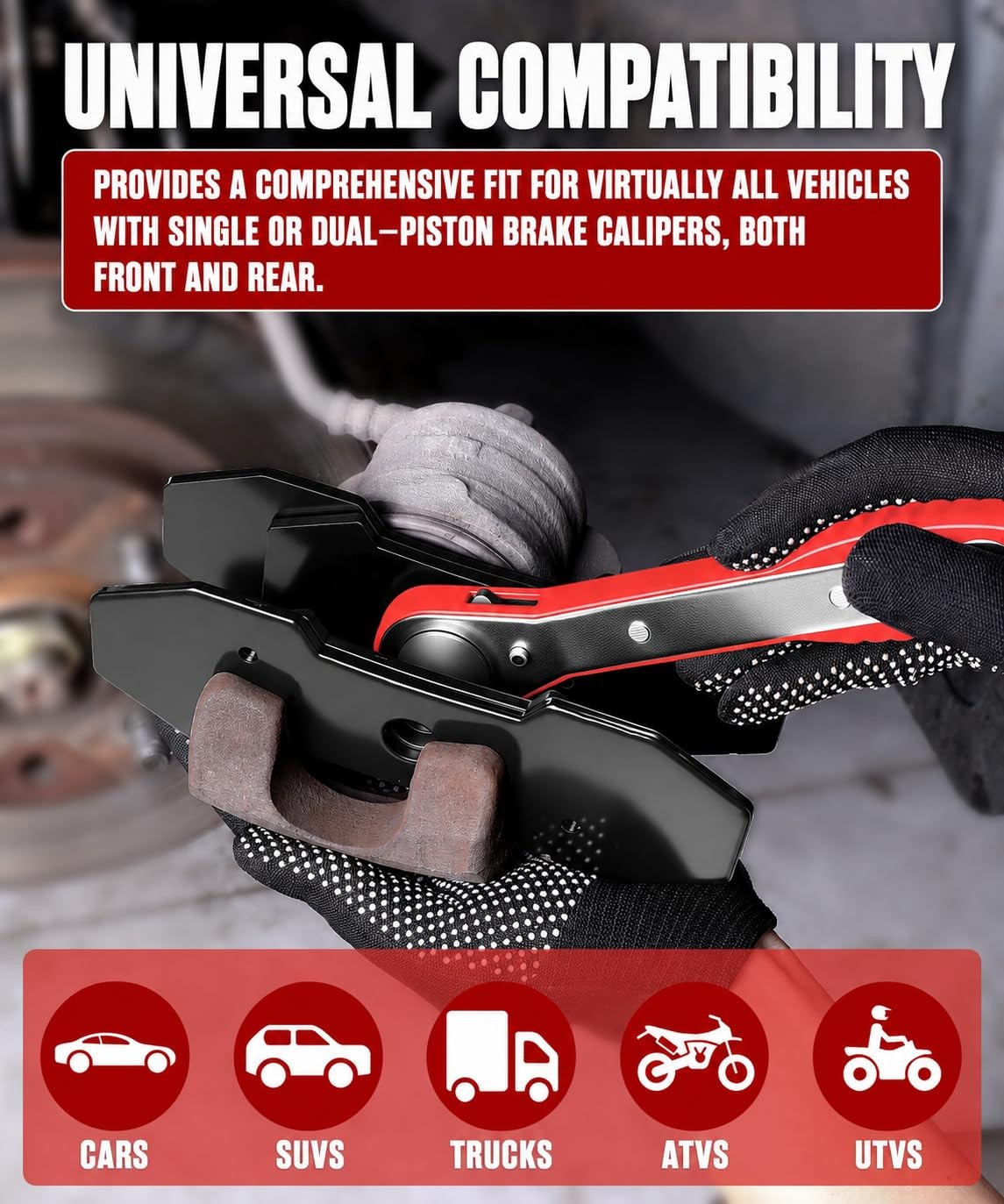 Brake Tools, Caliper Compression Tool,360° Swing Ratchet Switch Red