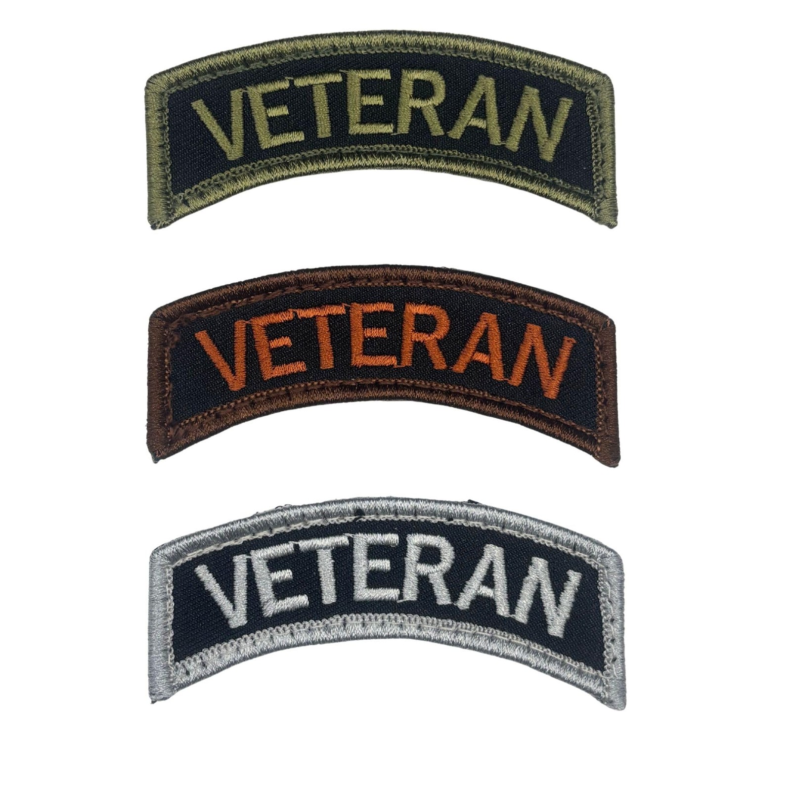 3 Piece Veteran Tab 3x1 Inch Embroidered Hook Fastener Patch for Jackets Backpac