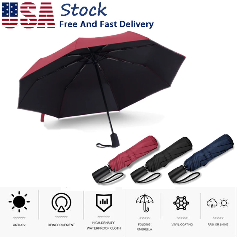 Automatic Umbrella Anti-UV Sun/Rain Windproof 3 Folding Compact Umbrella