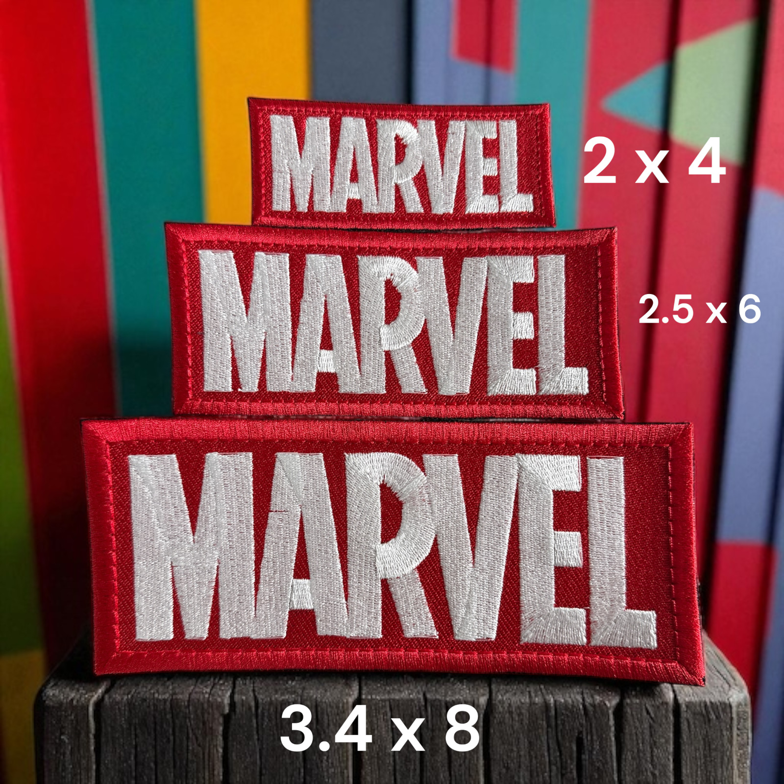 Marvel Logo Embroidery Patch 2" X 4" - 2.5" X 6" - 3.4" X 8.00"