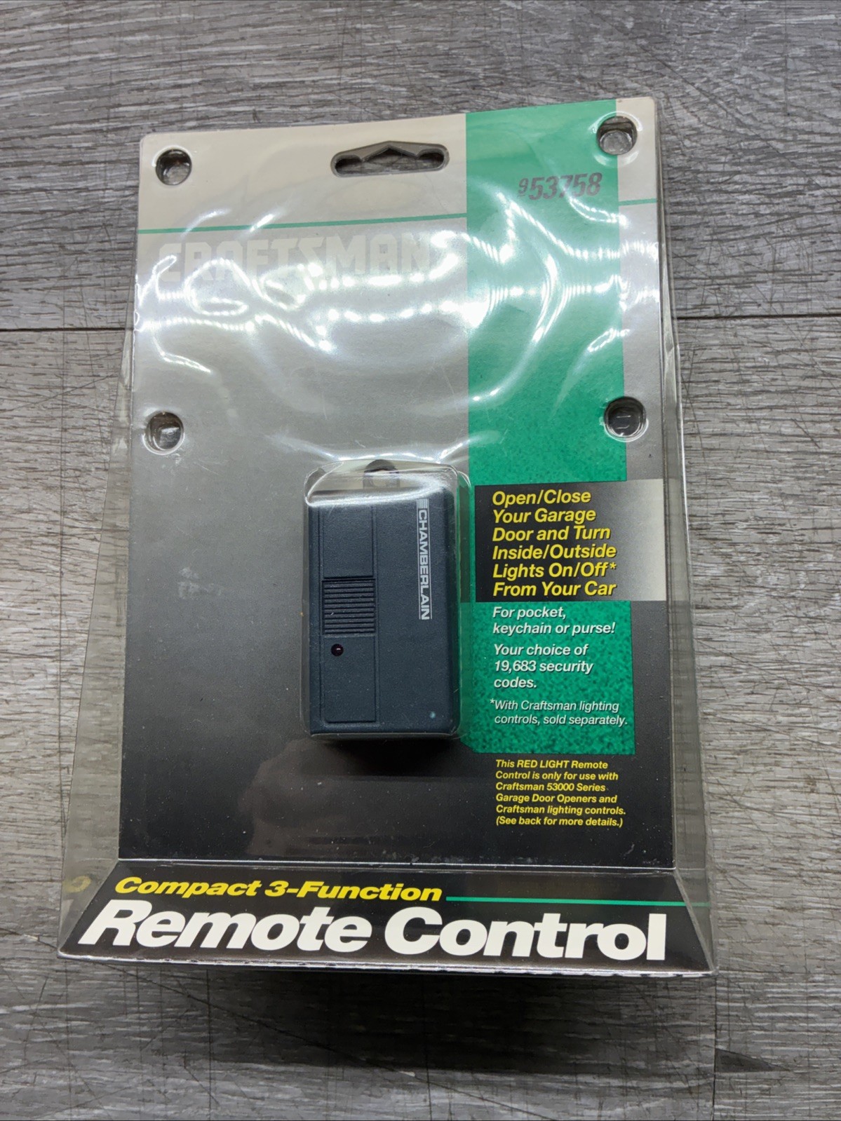 Sears 953758 Garage Door Remote Control Compact 3-Function Mini Transmitter NEW