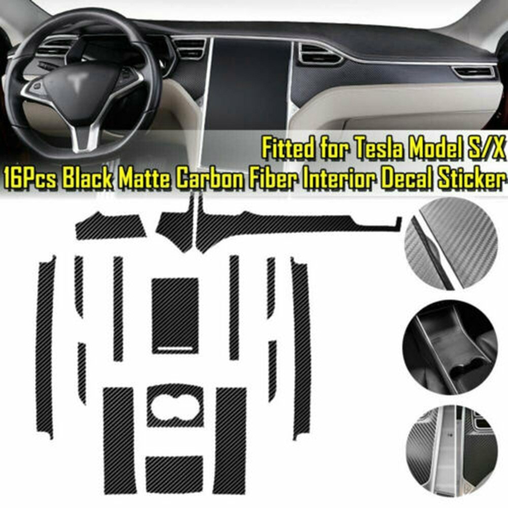 For Tesla Model X/S 12-21 Stickers Interior Car 1 Set Carbon Fiber Look / New