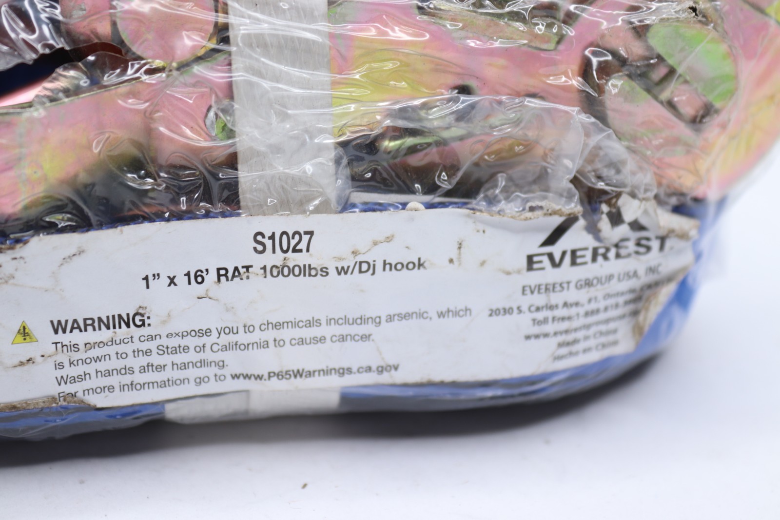 Everest Ratchet Tie Down Blue 1000LBS x 3000LBS 16'x1' S1027